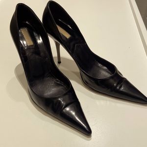 Michael Kors black leather stiletto with metal spike heel SEXY size 8.5